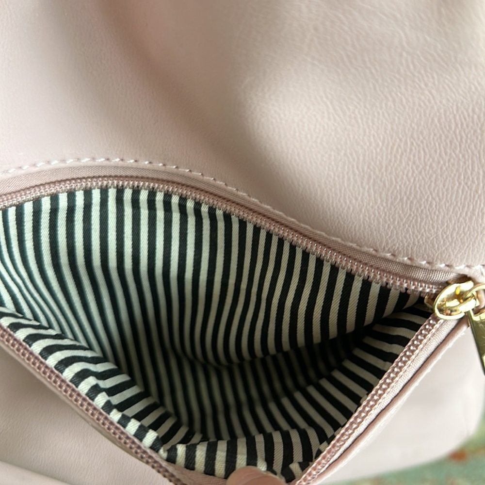 Pink Faux Leather Crossbody Bucket Satchel with Tassels - Picture 9 of 10